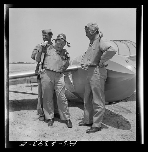 Parris Island, South Carolina. U.S. Marine Corps glider detachment training camp. Trainee ready for flight
