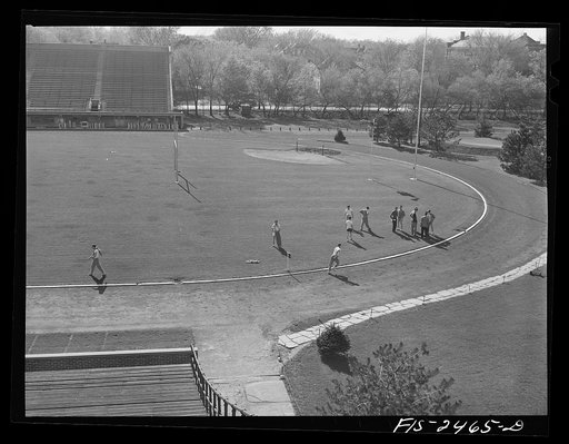 At the athletic field. Iowa State College. Ames, Iowa