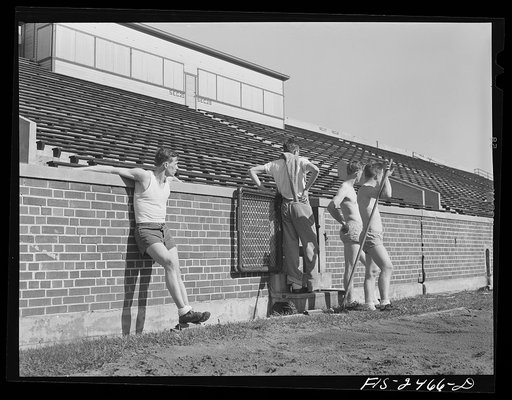 At the athletic field. Iowa State College. Ames, Iowa