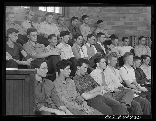 Untitled photo, possibly related to: A freshman class in animal husbandry at Iowa State College. Ames, Iowa