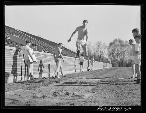 At the athletic field. Iowa State College. Ames, Iowa