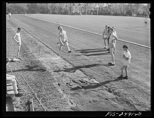 At the athletic field. Iowa State College. Ames, Iowa