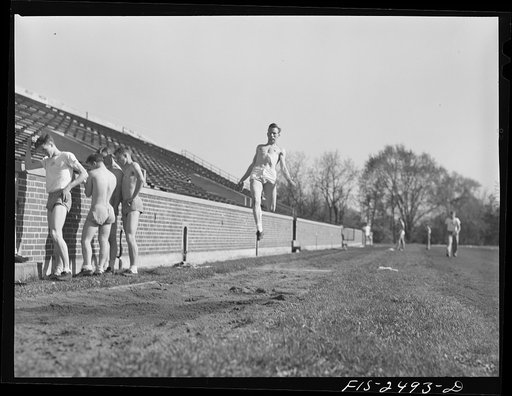 At the athletic field. Iowa State College. Ames, Iowa