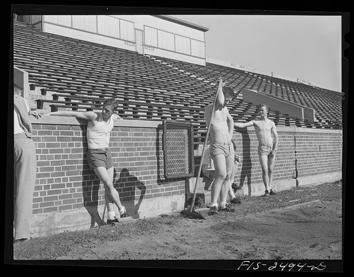 At the athletic field. Iowa State College. Ames, Iowa