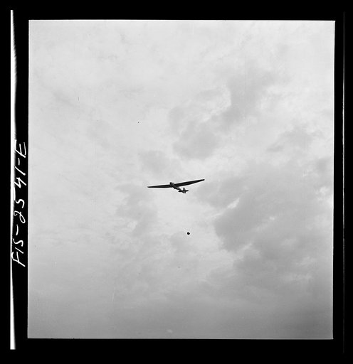 Untitled photo, possibly related to: Parris Island, South Carolina. U.S. Marine Corps glider detachment training camp. Glider plane in flight