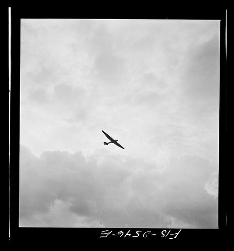 Parris Island, South Carolina. U.S. Marine Corps glider detachment training camp. Glider plane in flight