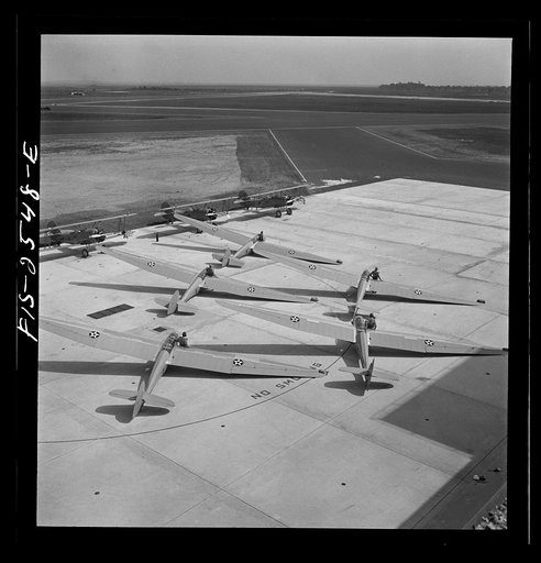 Untitled photo, possibly related to: Parris Island, South Carolina. U.S. Marine Corps glider detachment training camp. Marine glider planes in flight