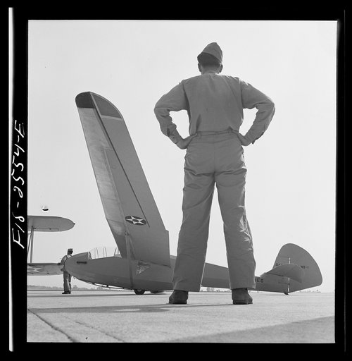Parris Island, South Carolina. Student ready for flight in glider plane