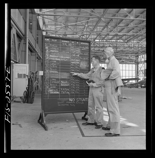 Parris Island, South Carolina. The operation board at the U.S. Marine Corps glider detachment training camp