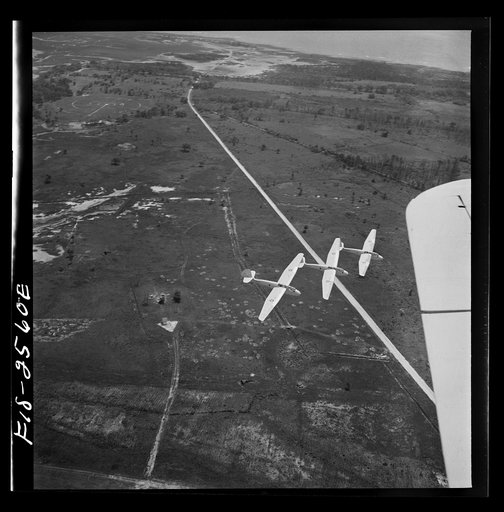 Parris Island, South Carolina. U.S. Marine Corps glider detachment training camp. Marine glider planes in flight