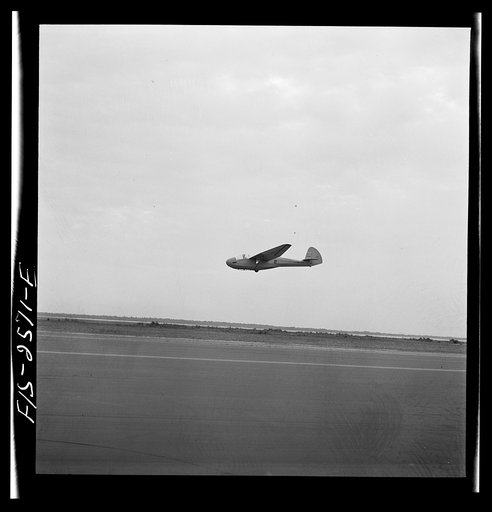 Untitled photo, possibly related to: Parris Island, South Carolina. U.S. Marine Corps glider detachment training camp. Glider plane in flight