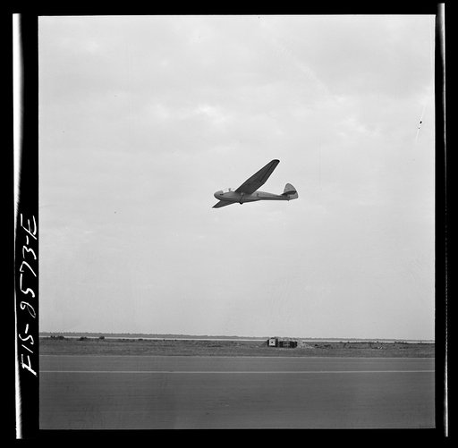 Untitled photo, possibly related to: Parris Island, South Carolina. U.S. Marine Corps glider detachment training camp. Glider plane in flight