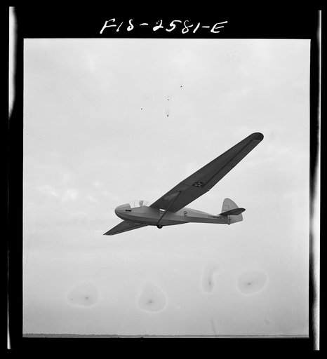Untitled photo, possibly related to: Parris Island, South Carolina. U.S. Marine Corps glider detachment training camp. Glider plane in flight