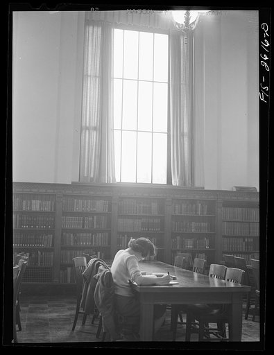 In the library at Iowa State College. Ames, Iowa