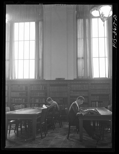 In the library at Iowa State College. Ames, Iowa