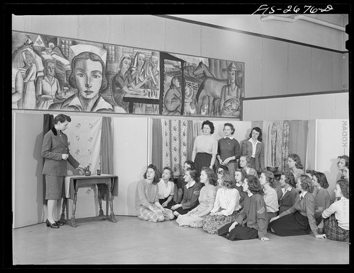 A class in interior house design at Iowa State College. Ames, Iowa