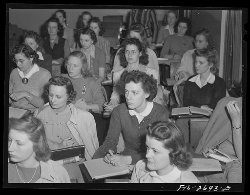 Class in child psychology in the home economics department at Iowa State College. Ames, Iowa