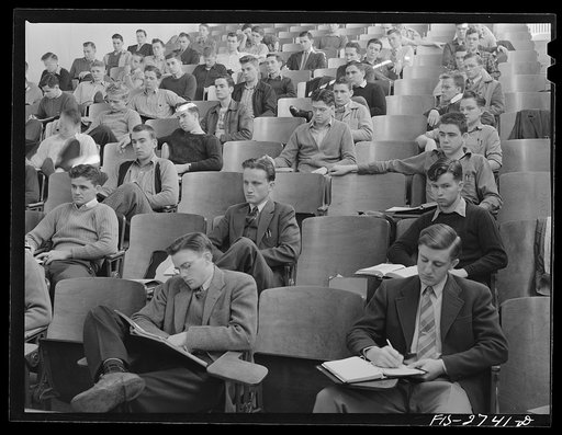 A lecture in the dairy industry building at Iowa State College. Ames, Iowa