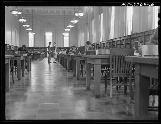 In the library at Iowa State College. Ames, Iowa