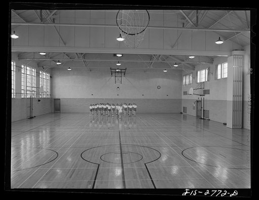 Tap dancing class in the gymnasium at Iowa State College. Ames, Iowa