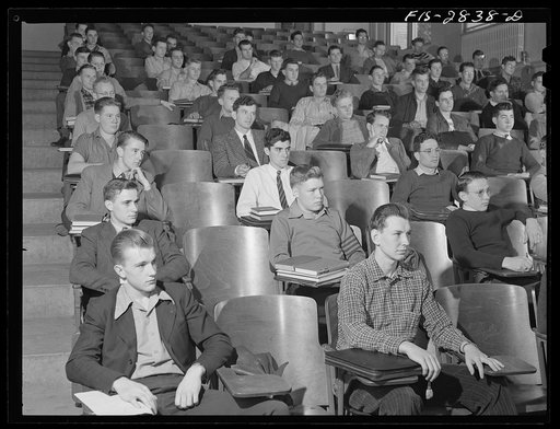 A lecture in the dairy industry building at Iowa State College. Ames, Iowa