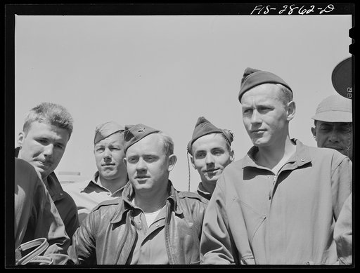 Some of the "Flying Sergeants" stationed at Lake Muroc, California