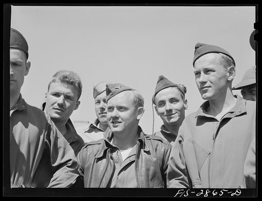 Some of the "Flying Sergeants" stationed at Lake Muroc, California
