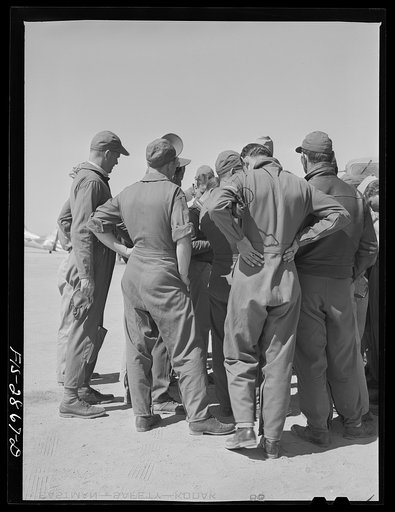 Fatigue uniform worn by "Flying Sergeants," Lake Muroc, California