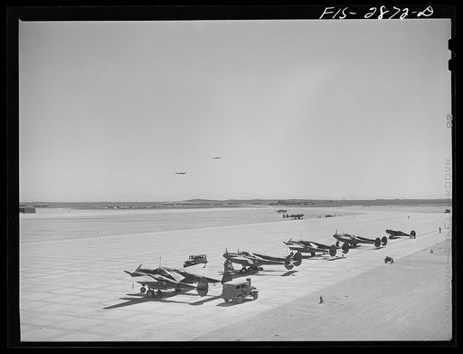 A few of the airplanes stationed at Lake Muroc, California