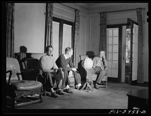 John Cockle, center, at the Beta Theta Pi fraternity house. University of Nebraska, Lincoln