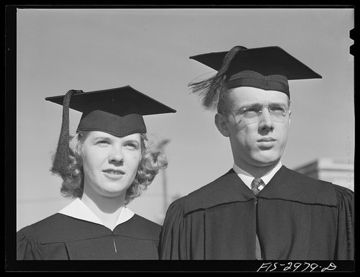 Jim Tillma and Antonette Skoda on graduation day. She graduated from the School of Music. They will be married in June, before Jim goes to work for General Electric. University of Nebraska, Lincoln