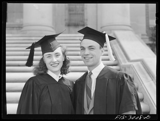 Bob Aden and his wife, Marion, on graduation day. University of Nebraska, Lincoln