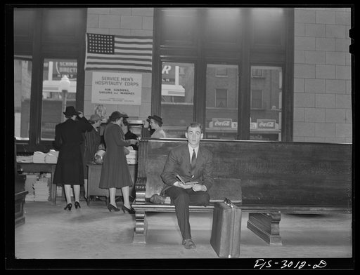 Untitled photo, possibly related to: John Cockle buying a railroad ticket to Omaha for a weekend trip. University of Nebraska, Lincoln