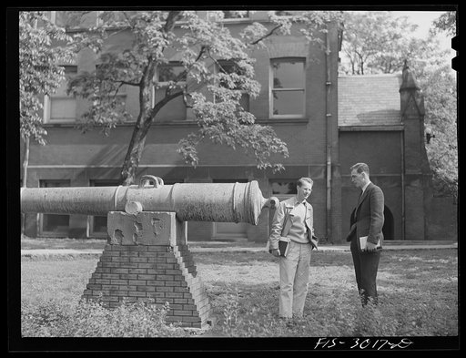 John Cockle and a friend on the campus. University of Nebraska, Lincoln