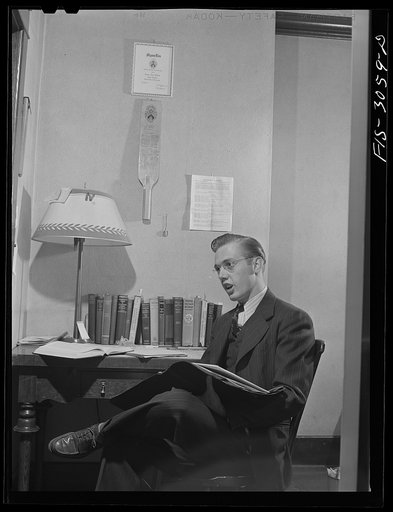 Jim Tillma in his rooming house. University of Nebraska, Lincoln