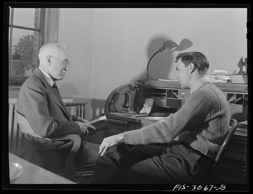 Bob Aden with one of his teachers, Dr. Le Rossignol, an economist. University of Nebraska, Lincoln