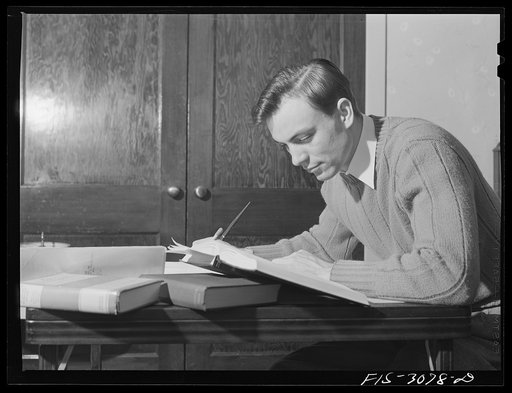 Bob Aden studying. University of Nebraska, Lincoln