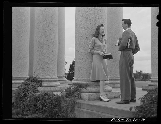 Untitled photo, possibly related to: Bob Aden and Marion on the campus. University of Nebraska, Lincoln