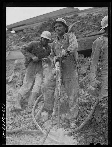 Untitled photo, possibly related to: Douglas Dam, Tennessee. Tennessee Valley Authority (TVA). Jackhammer operator