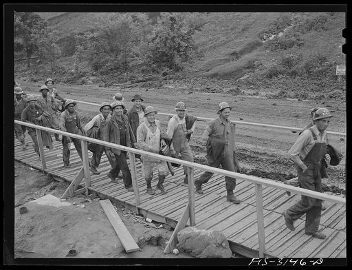 Untitled photo, possibly related to: Douglas Dam, Tennessee. Tennessee Valley Authority (TVA). Change of shift