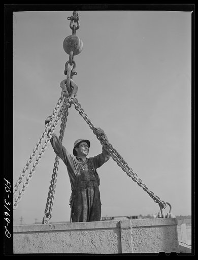 Untitled photo, possibly related to: Fort Loudon [i.e., Loudoun] Dam, Tennessee. Tennessee Valley Authority (TVA). Rigger