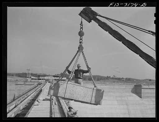 Untitled photo, possibly related to: Fort Loudon [i.e., Loudoun] Dam, Tennessee. Tennessee Valley Authority (TVA). Rigger