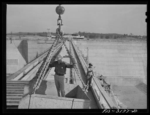 Untitled photo, possibly related to: Fort Loudon [i.e., Loudoun] Dam, Tennessee. Tennessee Valley Authority (TVA). Rigger
