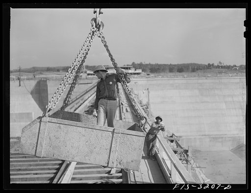 Untitled photo, possibly related to: Fort Loudon [i.e., Loudoun] Dam, Tennessee. Tennessee Valley Authority (TVA). Rigger