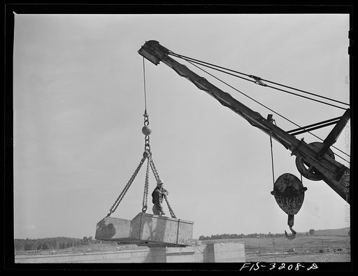 Untitled photo, possibly related to: Fort Loudon [i.e., Loudoun] Dam, Tennessee. Tennessee Valley Authority (TVA). Rigger