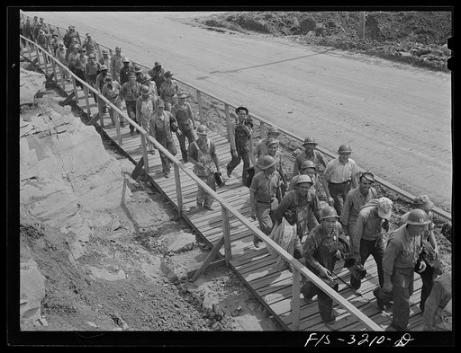 Untitled photo, possibly related to: Douglas Dam, Tennessee. Tennessee Valley Authority (TVA). Change of shift