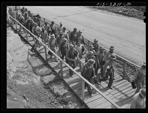 Untitled photo, possibly related to: Douglas Dam, Tennessee. Tennessee Valley Authority (TVA). Change of shift