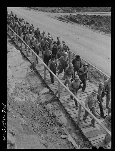 Untitled photo, possibly related to: Douglas Dam, Tennessee. Tennessee Valley Authority (TVA). Change of shift
