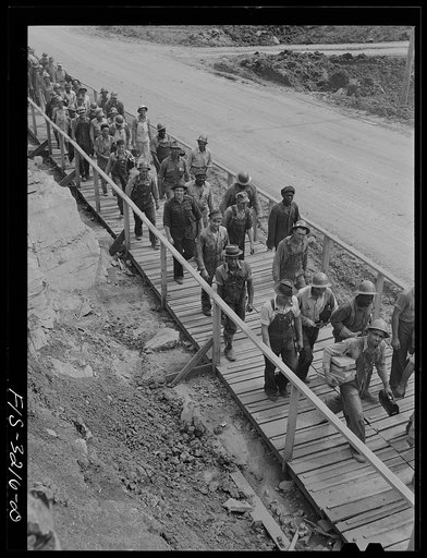 Untitled photo, possibly related to: Douglas Dam, Tennessee. Tennessee Valley Authority (TVA). Change of shift