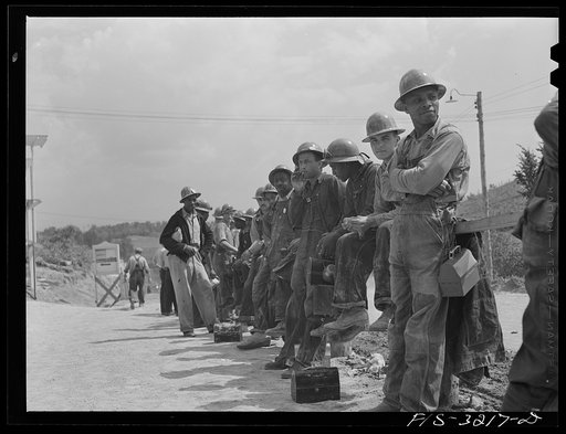 Douglas Dam, Tennessee. Tennessee Valley Authority (TVA). Workers at the timekeeper's office